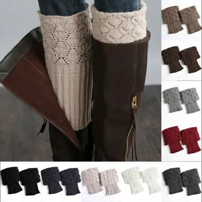 £6.99 • Buy UK Ladies Short Leg Warmers Crochet Cuffs Ankle Toppers Knitted Trim Boot Socks