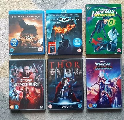 Lot Of 6 DC & Marvel DVD's & BLU RAY'S Batman Thor Doctor Strange Catwoman • £9.99