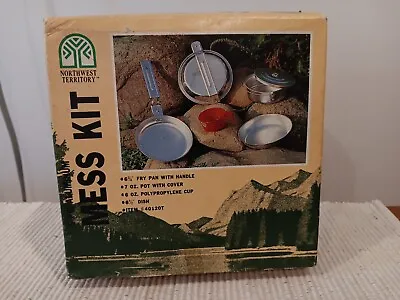Vintage Texsport Camp Mess Kit 5-piece Aluminum Pot Pans Campfire Cooking Kmart • $18.99