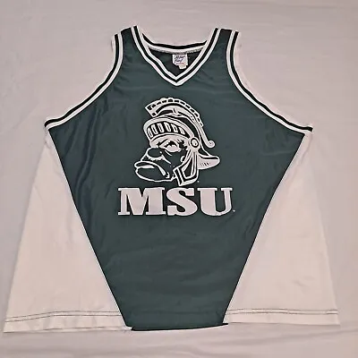 Vintage Warfield All Out Fan Michigan State Spartans Jersey Green Mens XL Sparty • $34.95