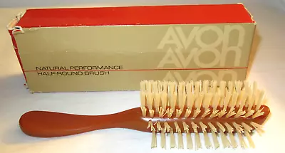 Vintage Avon Natural Performance Half-Round Hair Brush - Tan White Bristles New • $110