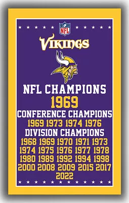 MinnesotaFootball Champions Memorable Flag 90x150cm3x5ft Vikings Fan Best Banner • $14.95