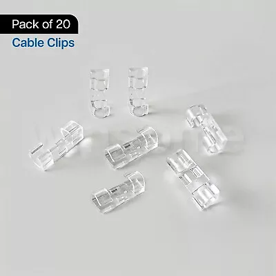 20 X Self Adhesive Cable Tidy Clips Clear Management Holder Wire Lead Organizer • £3.39