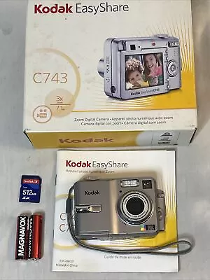 Kodak EasyShare C743 7.1MP 5x Zoom Digital Camera - Silver- Excellent - Bundle - • $47