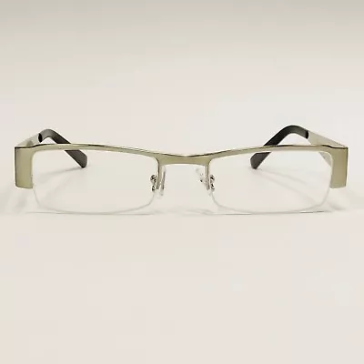 Classic Fashion Clear Lens Rimless Metal Frame Glasses Mens Women Khan Eyewear • $12.98