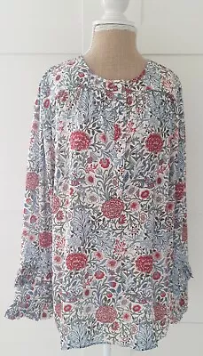 Linea Tesini Ladies Ivory Floral Long Sleeve Ruffle Blouse Top Size 8 BRAND NEW • £11.19