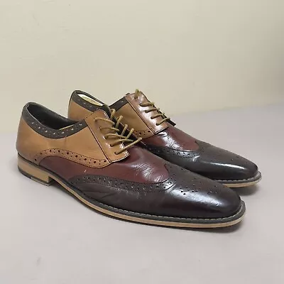 Stacy Adams Wingtip Oxford Men 12 D Brown Tri Color  Tinsley Dress Shoes Lace Up • $54.99