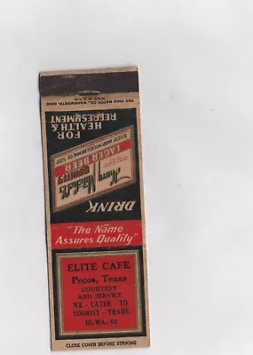 Matchbook Cover Pecos TX Harry Mitchell's Beer El Paso Texas Elite Cafe Rare • $4.75