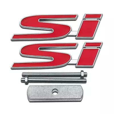 3D Chrome Red Metal Si Logo Front Grille Emblem & Car Lid Sport Badge For Civic • $11.99