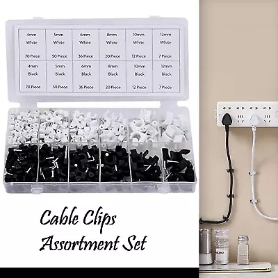 Rolson 390 Pieces Plastic Cable Clamp Assortment Wire Set 4-12mm Round Clips • £7.79