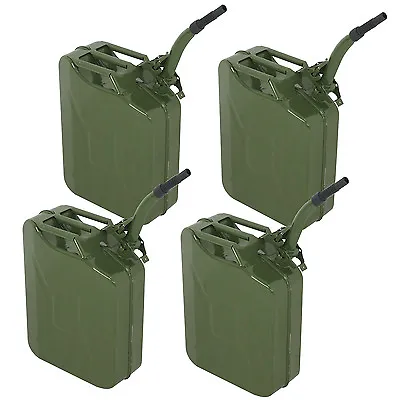 4pc 5 Gallon Jerry Can Oil Steel Green Military Army Backup 20L Storage Tank • $130.58