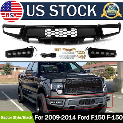 Front Bumper For 2009-2014 Ford F150 F-150 Steel Black Raptor Style W/LED Lights • $314.31