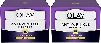 2 X 50Ml Olay Anti-Wrinkle Firm And Lift Anti-Ageing Day Moisturiser Cream SPF15 • £17.99