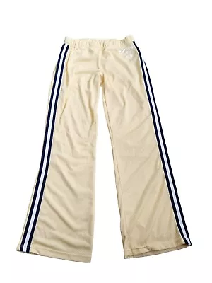 Vintage No Boundaries Medium Satin Striped Pastel Yellow Track Pants NY Queens  • $27