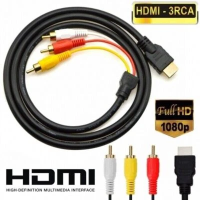 $5.87 • Buy 1080P HDMI Male To 3 RCA Video Audio AV Component Converter Adapter Cable HDTV