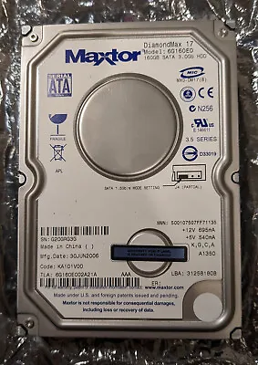 Maxtor DiamondMax 17 160GB 3.0Gb SATA Hard Drive HDD 3.5  6G160E0 • £15