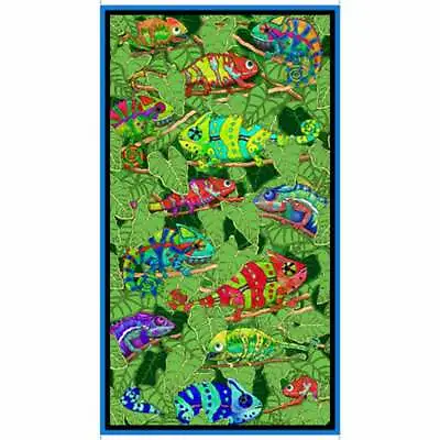 Chameleon Gecko Lizard Reptiles Cotton Fabric QT Quilting Treasures 24  Panel • $8.27