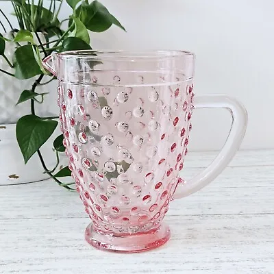 Vintage Pitcher Abbott Pink Hobnail Glass Water Tea Pitcher 7.5  • $19.99