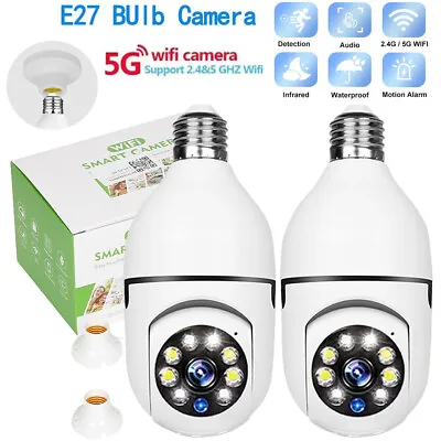5G Wifi E27 Bulb Surveillance Camera Night Vision Zoom Video Smart Home Security • $65.86