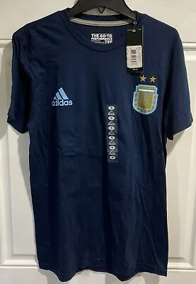 Lionel Messi Argentina Futbol Adidas Navy Go To Performance Mens Tee Shirt NWT • $14.95