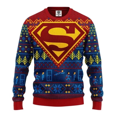 $43.19 • Buy Superman Superhero Ugly Christmas Premium Sweater 3D Printed