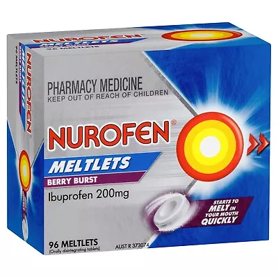 Nurofen Meltlets Pain Relief Berry Burst 200mg 96 Tablets (EXPIRY 02/2024) • $19.39