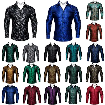 Mens PREMIERE Long Sleeve Button Down Dress Shirt COLORFUL FLORAL PAISLEY Top • £17.99