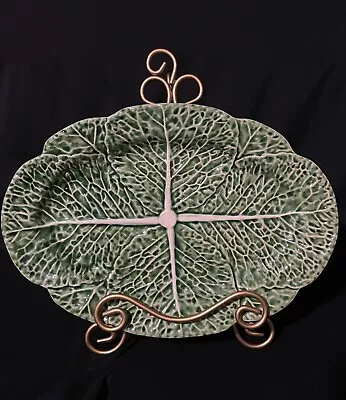 Bordallo Pinheiro Green Cabbage Large Oval Tray Serving Platter Plate Majolica • $50