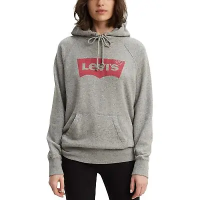 MSRP $60 Levis Womens Graphic Standard Hoodie Batwing Heather Gray Size Small • $22.79