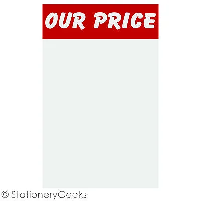 £1.99 • Buy 12 OUR PRICE Sale Cards 8x5” Price Tickets Label Discount Shop Pricing Sign UK