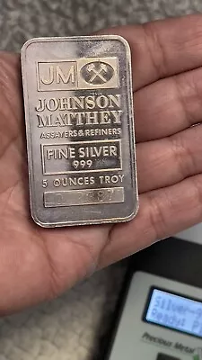 5 Oz JM Silver Bar Johnson Matthey 7 Full Logos Reverse .999 Fine Silver 042387 • £138.56