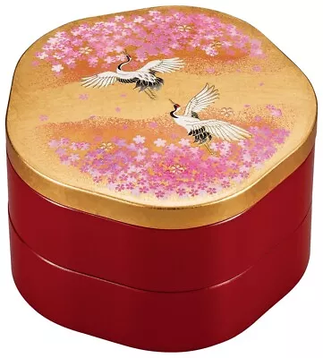 Jubako Bento Box Flower Shape Sakura Crane Yamanaka Lacquerware Japan 2Layer • $110