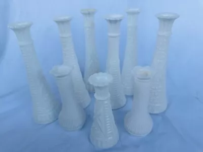 Vintage Milk Glass Bud Vases Wedding Florist Decor Lot Of 9 Tall And Short • $29.97