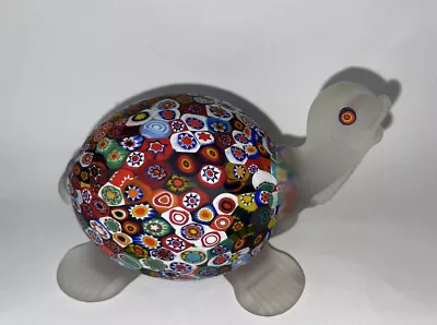 Vintage Murano Art Glass Italy Millefiori Turtle Sculpture Paperweight Rare Form • $95