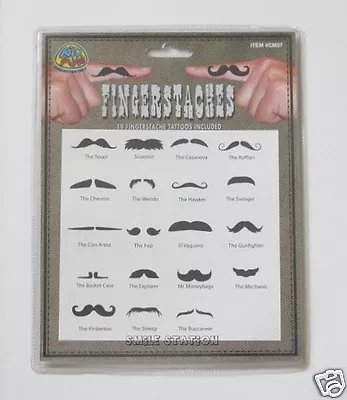 19 Finger Mustache Moustache Fingerstache Temporary Tattoo Bday Party Bag Favor • $3.85