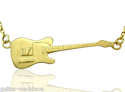 £432 • Buy 9ct Gold Guitar Necklace Music Gifts Men Rick Parfitt Anti Tarnish Jewellery 375