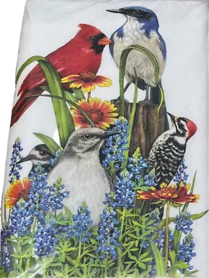 Mary Lake-Thompson Flour Sack Kitchen Towel Wildflowers & Birds Long Island • $10