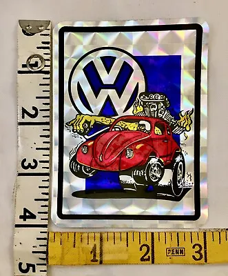 Vintage Prismatic Decal VW BUG RACER 1970s 3x4” Prism Sticker NOS • $10