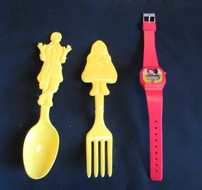 McDonald's Yellow Plastic Ronald & Grimace Flatware & Ronald Watch • $4.99