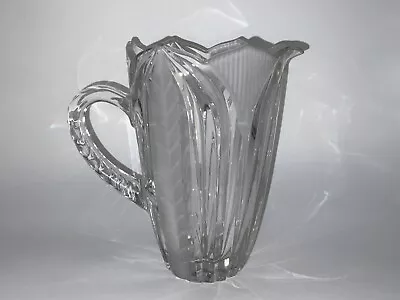 Block Pitcher Poland Frosted Cut Crystal Mother In Laws Tongue 4 Cup Pitcher • $17