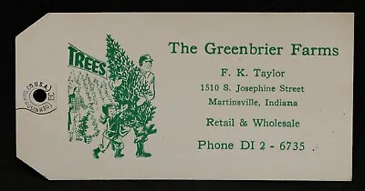 Vintage Greenbrier Farms - Martinsville Indiana - NOS Christmas Tree Paper Tag • $6.50