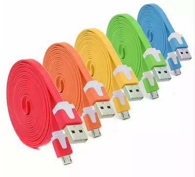 6FT Flat Noodle MICRO USB Data Charger Charge Cable For SAMSUNG GALAXY S4 S6 S7+ • $6