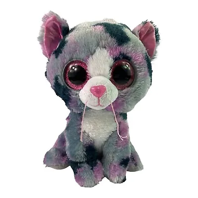 TY Beanie Boo Lindi Cat Grey Kids Stuffed Animal Plush Toy Large Pre-Loved • $15