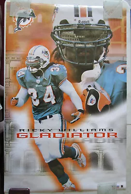 Vintage 2002 Starline Football Poster ~ Ricky Williams GLADIATOR Miami Dolphins • $19.95