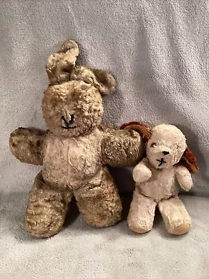 Vintage Antique Mohair 12” Bunny Rabbit And 7” Puppy Dog Lot MUST SEE • $12.90