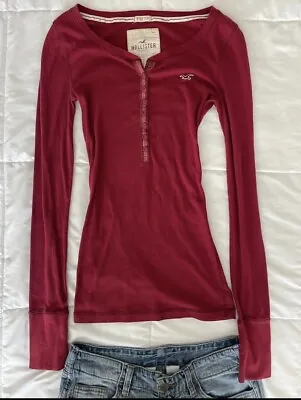 Vintage Hollister Shirt Womens Red  Henley Bella Swan Y2K 2000s • £120.64