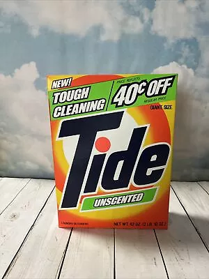 Vintage 1980s NOS Sealed Props Tide Unscented Laundry Detergent Box- 42oz • $30