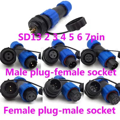 SD13 1-7pin Panel Mount Waterproof Power Wire ConnectorAviation Plug And Socket • $3.35