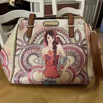 Nicole Lee Large Purse Handbag Fuschia Pink Wearable Art 16” X 10” • $7.99