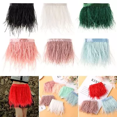 1 M Ostrich Feathers Trim 8-10 CM Plumes Ribbon Selvage For Crafts Accessories • $13.76